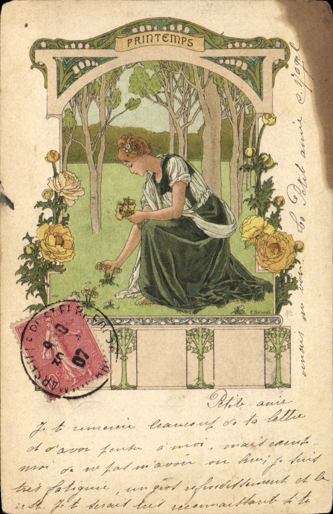 VINTAGE POSTCARD Fantasy Illustrator Sonrel Spring