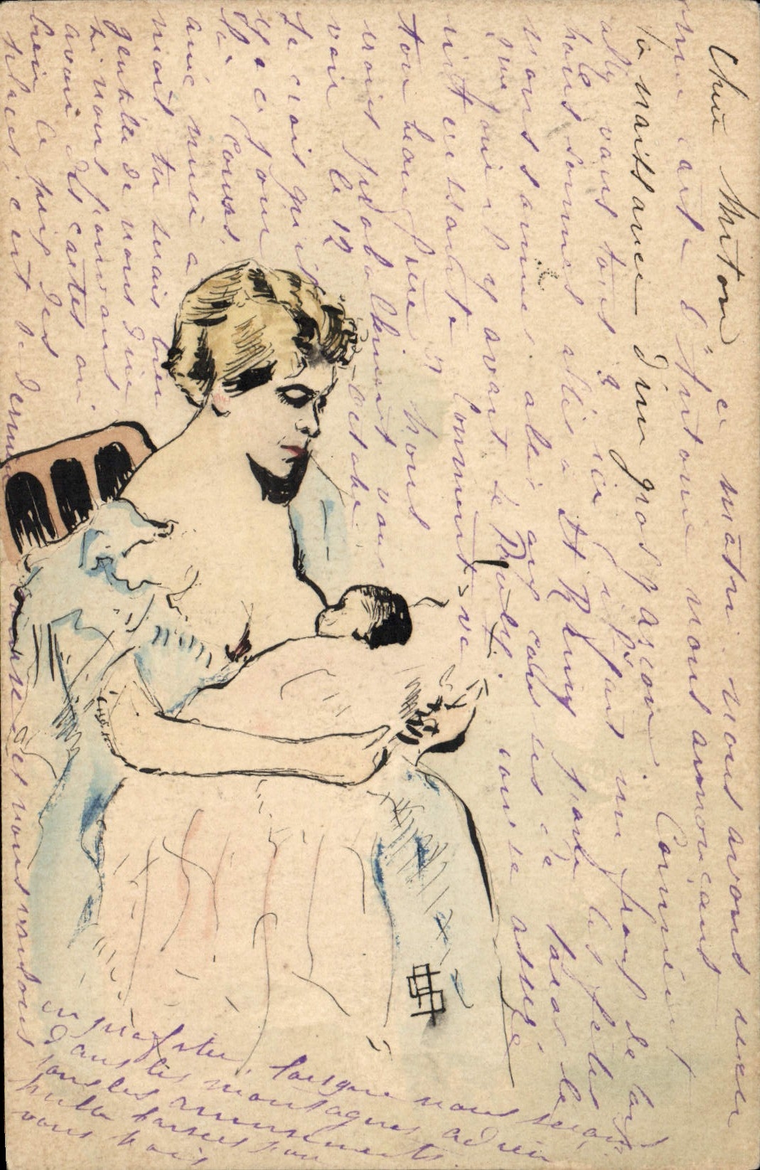 VINTAGE POSTCARD Fantasy Nursing Illustrator Woman