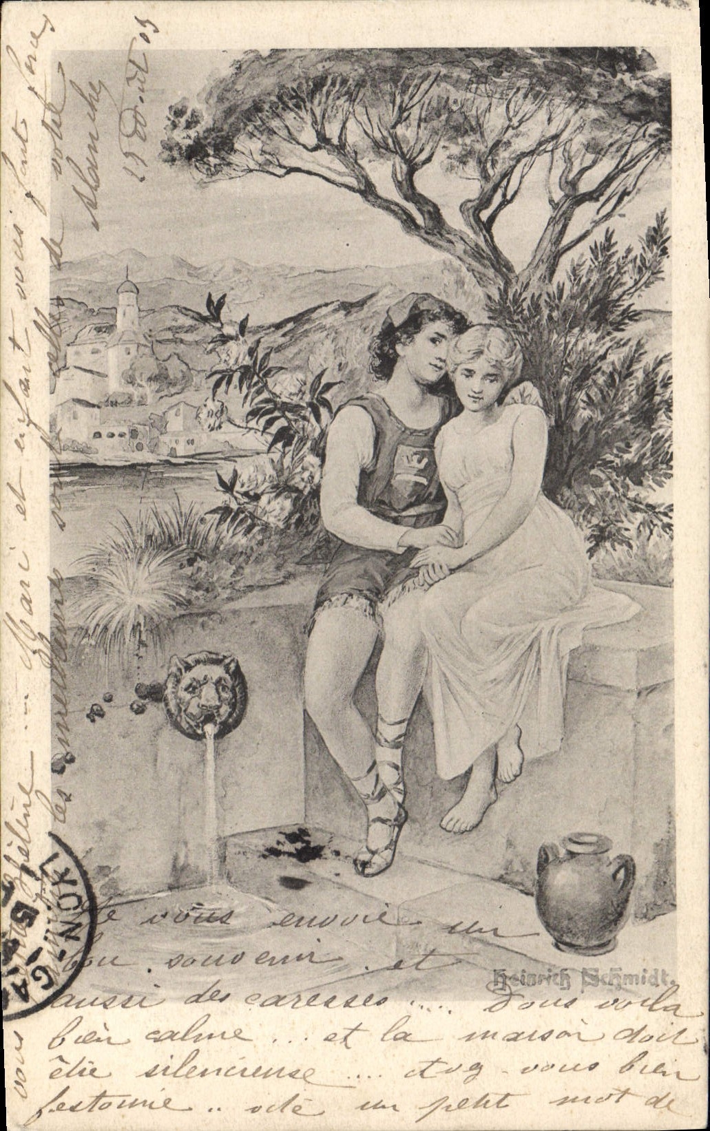 VINTAGE POSTCARD Fantasy Illustrator Children Lion