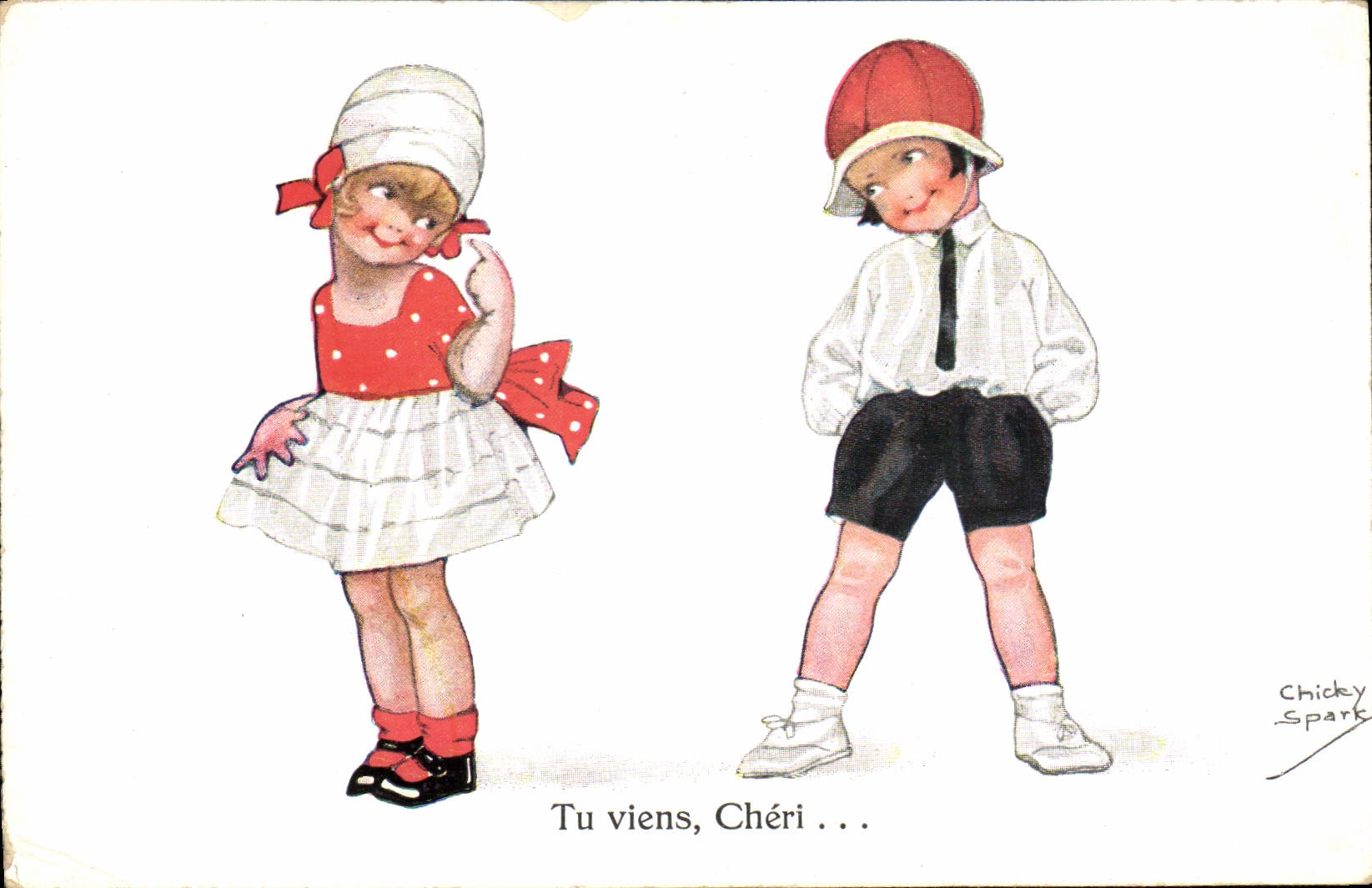 VINTAGE POSTCARD Fantaisie Illustrator Children You come cherished