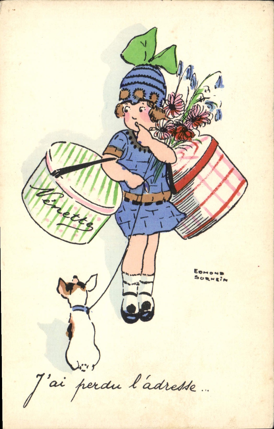 CPA Fantaisie Illustrateur Enfant Chien 