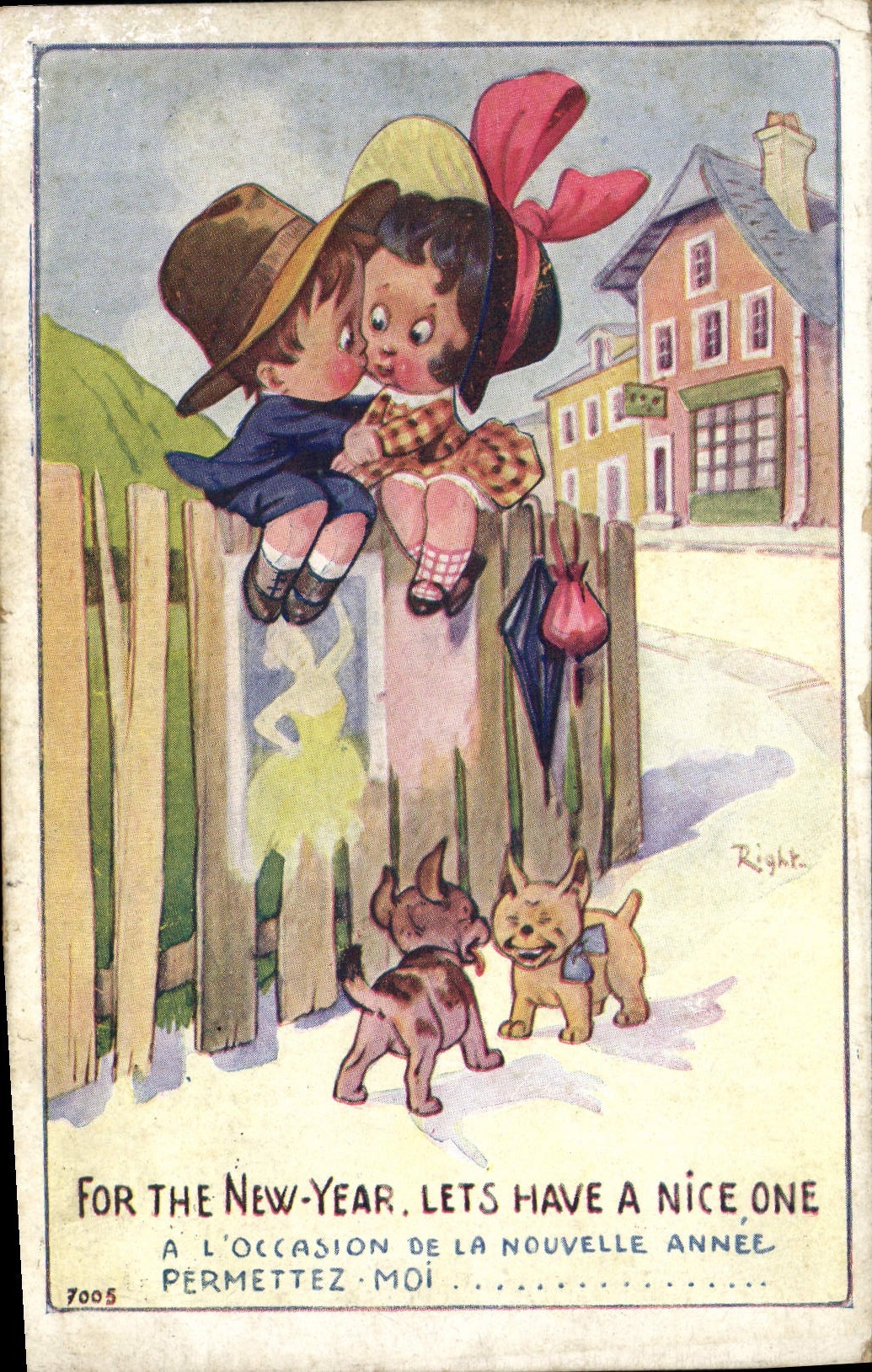 VINTAGE POSTCARD Fantasy Illustrator Children Dog Dogs