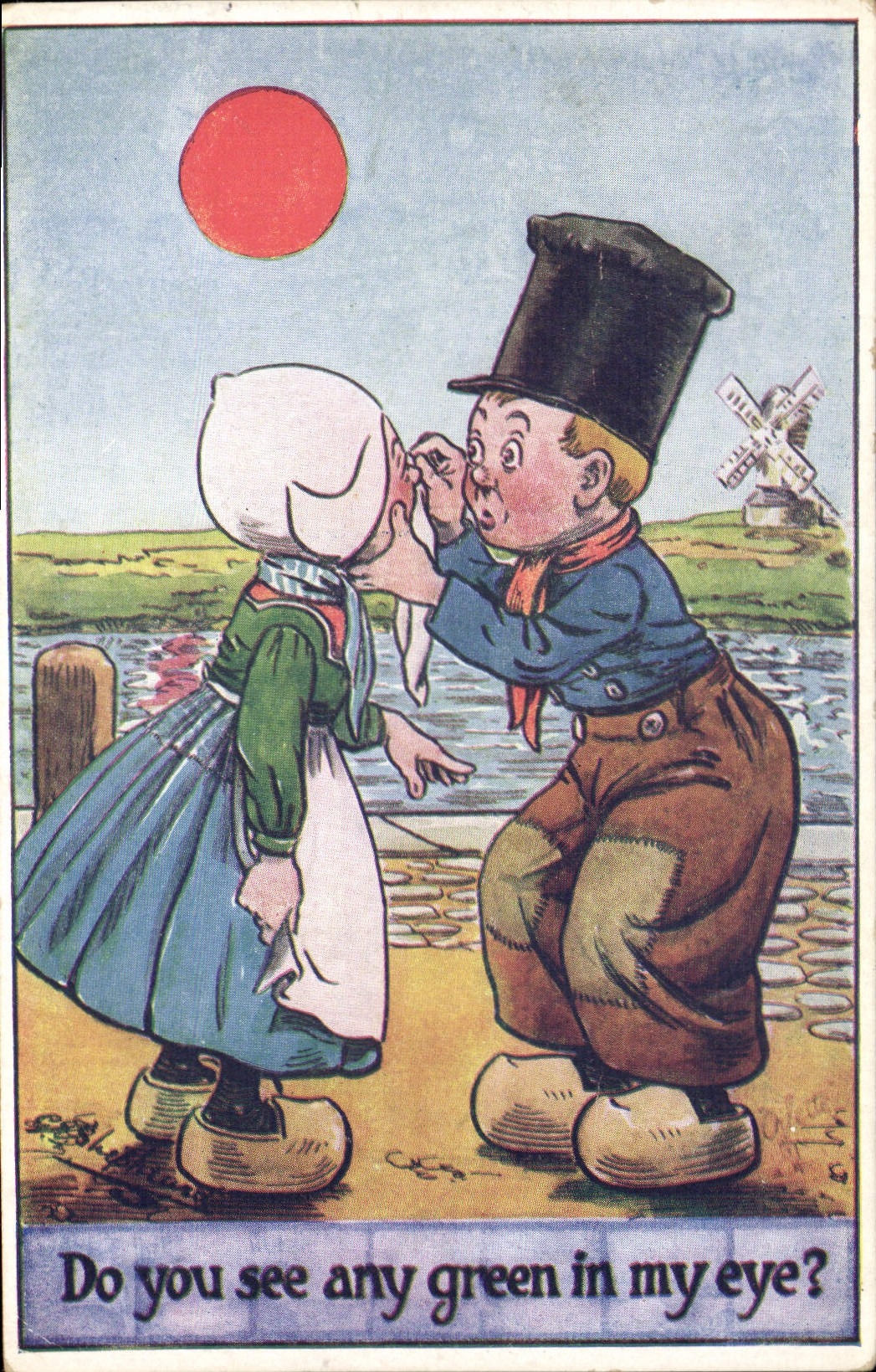 CPA Fantaisie Illustrateur Enfants Folklore Moulin a vent