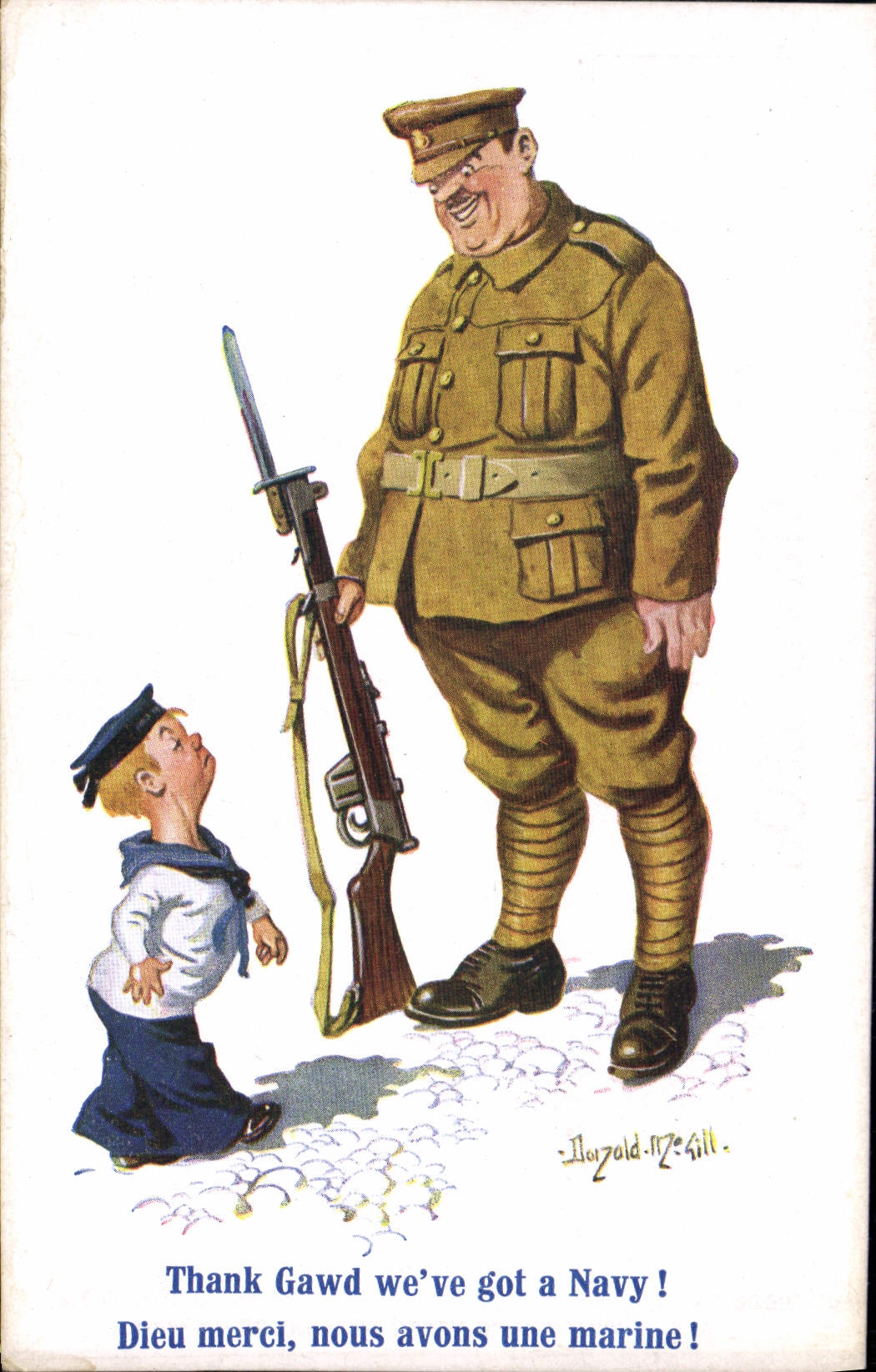 VINTAGE POSTCARD Fantasy Illustrator Child Soldier Militaria Donald Mc Gill Marine