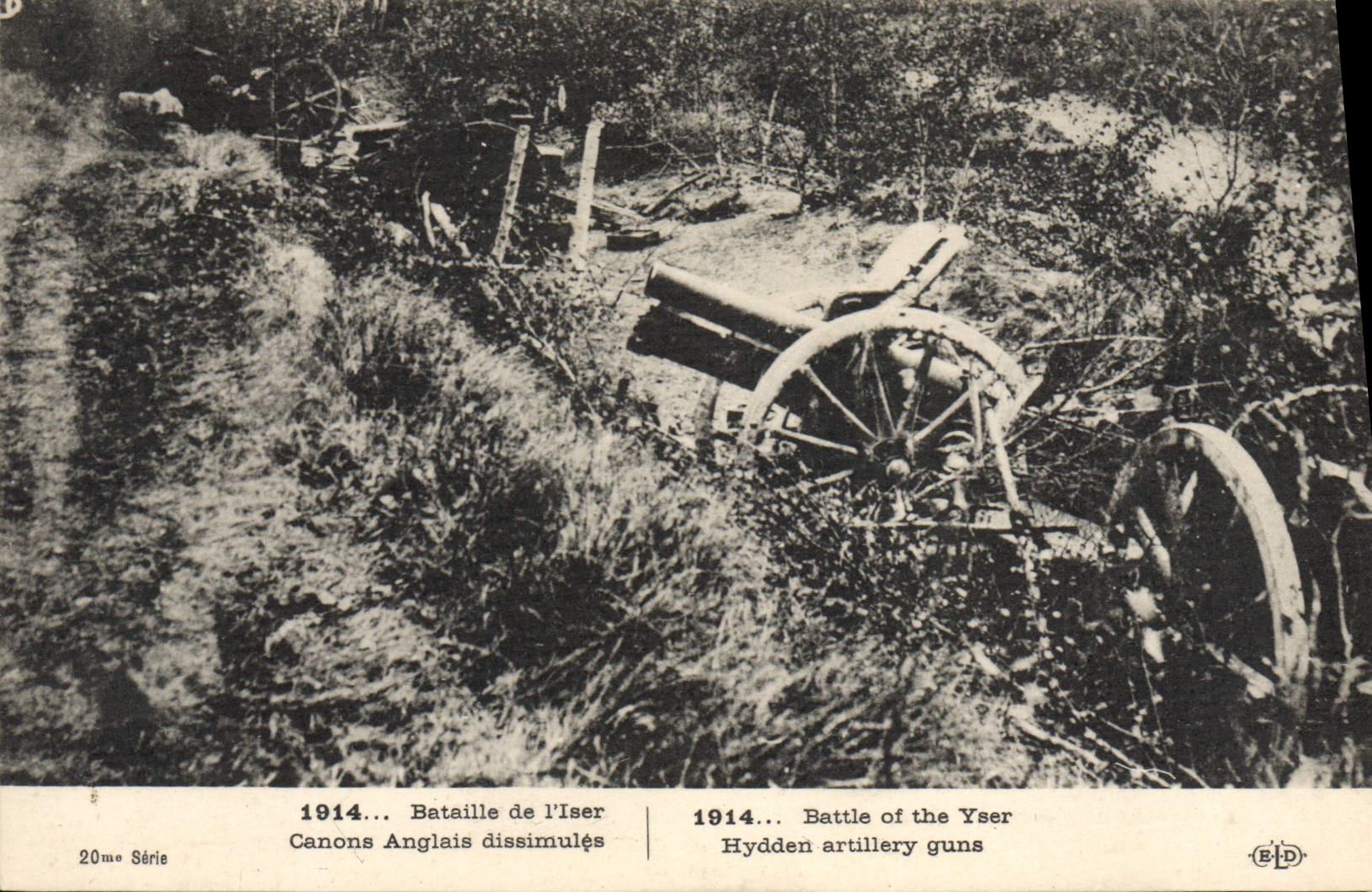 La POSTAL Militaria Bataille de la VENDIMIA de los canones de Iser dissimulate