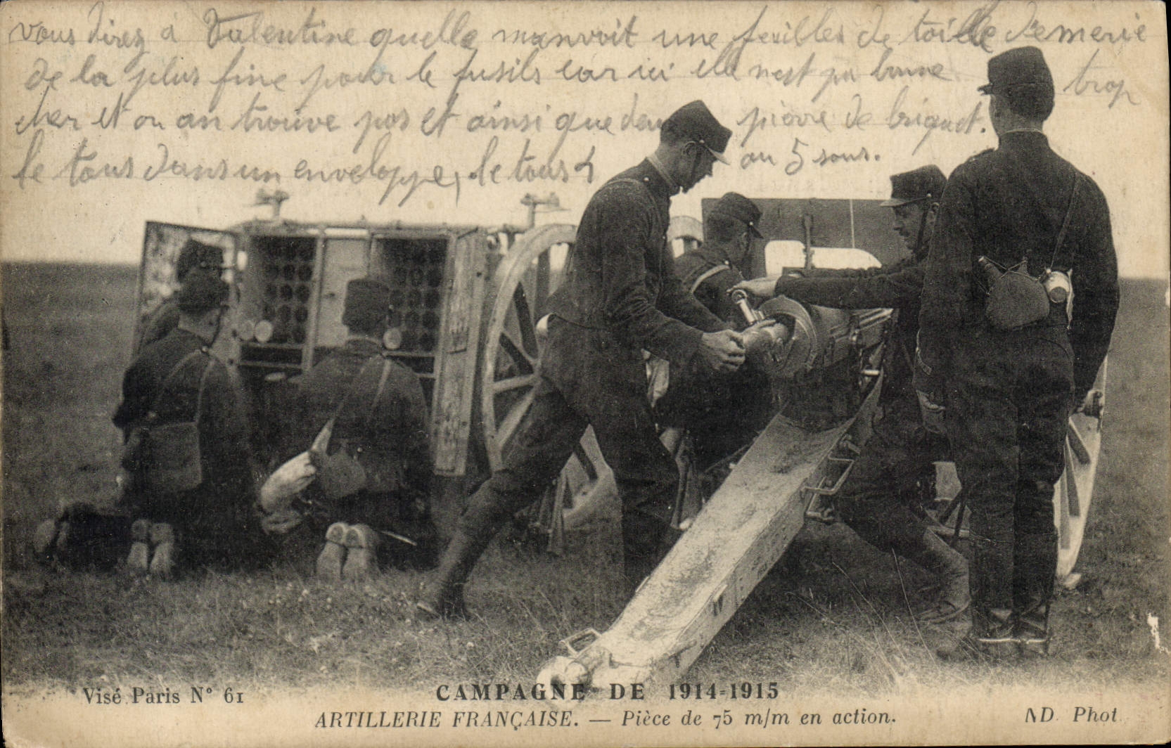 CPA Militaria Artillerie Piece de 75mm en action
