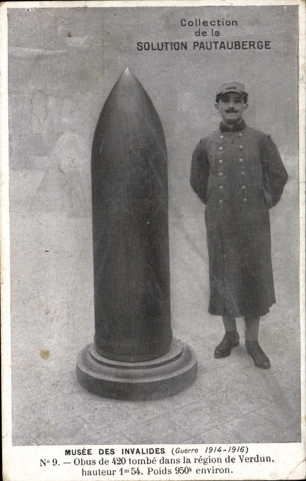 Museo de Militaria París de la POSTAL de la VENDIMIA de las cáscaras de Invalids de la caída 420 en el área de Verdún