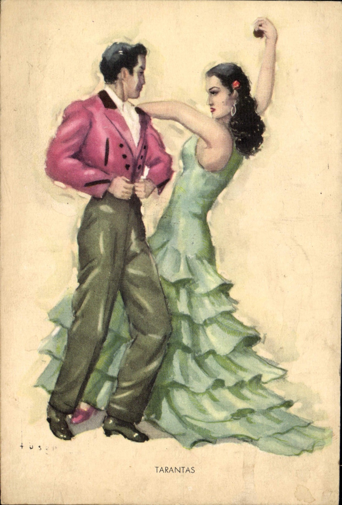 CPA Fantaisie Illustrateur Femme Folklore espagnol Danses d'Andalousie