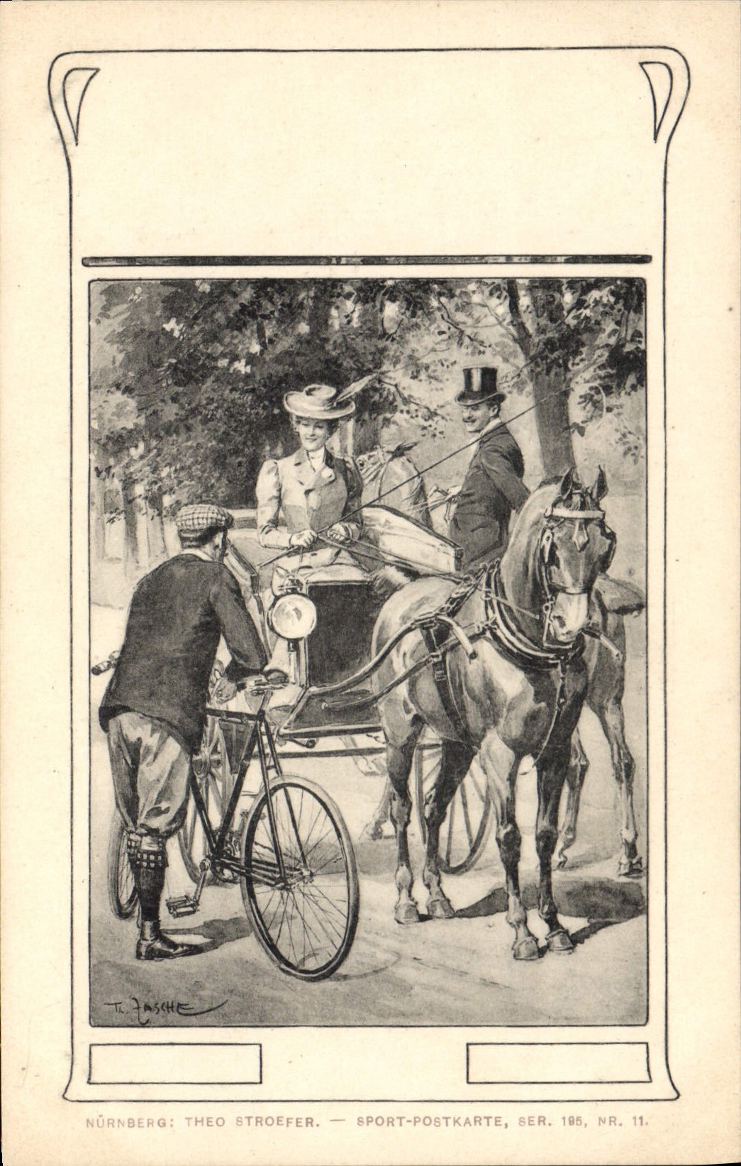 CPA Fantaisie Illustrateur Caleche Cheval