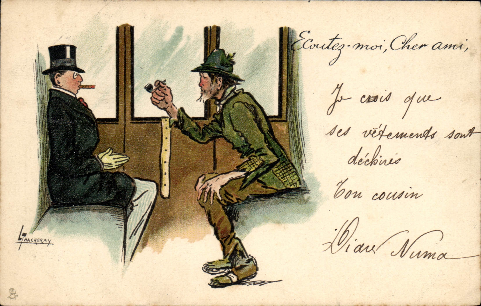 CPA Fantaisie Illustrateur Train Thackeray 