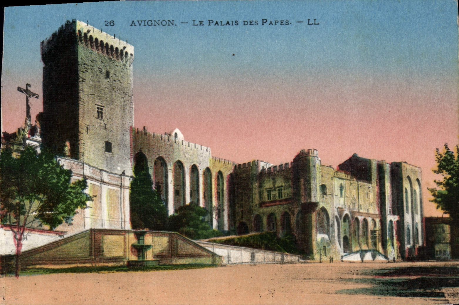 POSTAL Avignon de la VENDIMIA el paladar de las páginas
