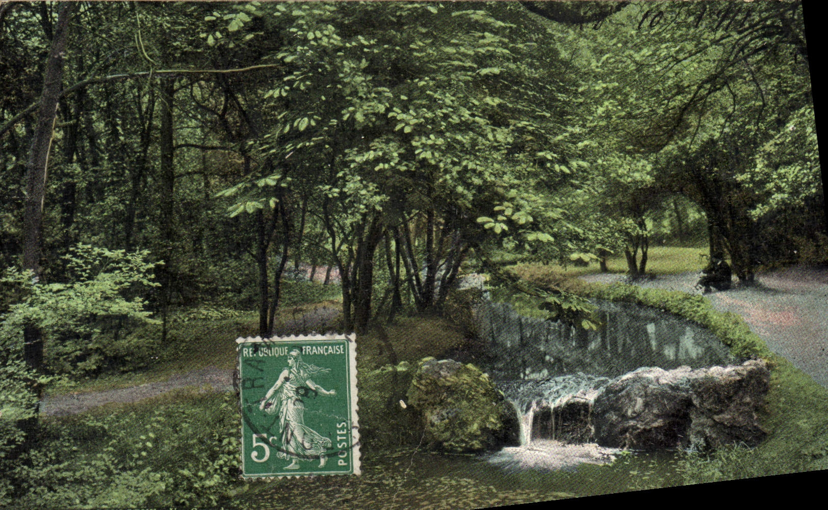 VINTAGE POSTCARD Paris Bois de Boulogne a cascade