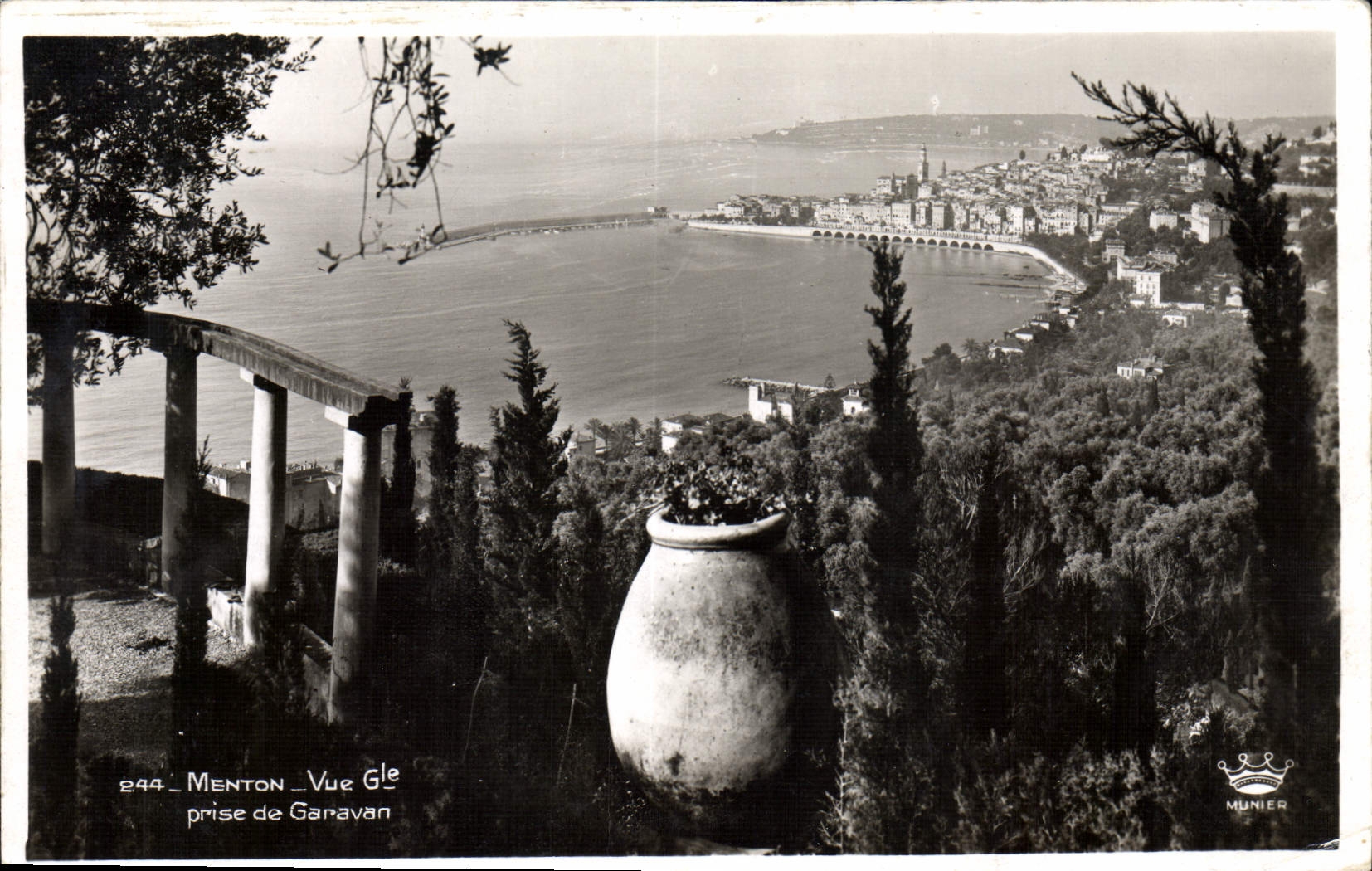 VINTAGE POSTCARD Menton Seen from of Garavan