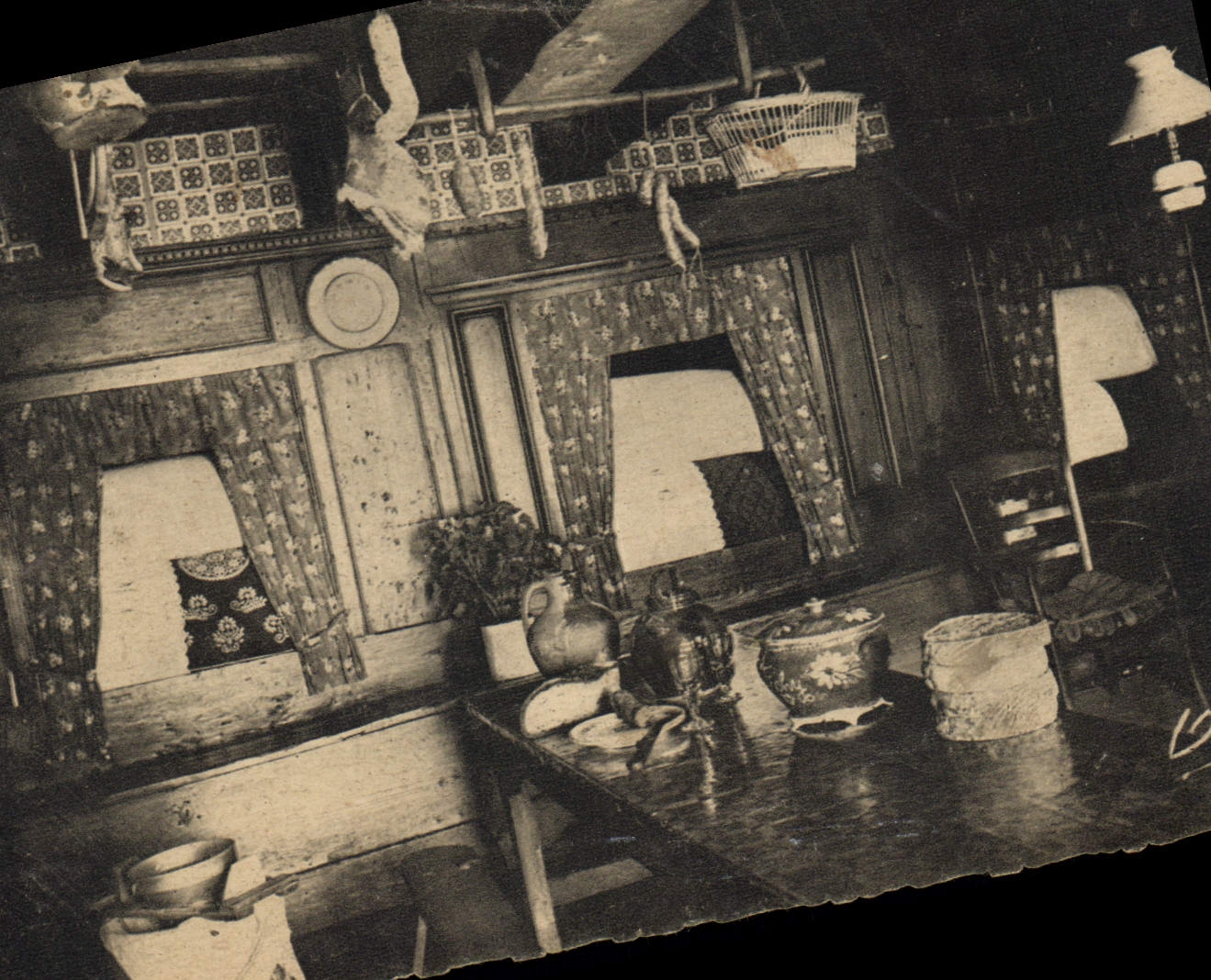 VINTAGE POSTCARD Beautiful French Provinces Auvergne Interior of a farm auvergnate