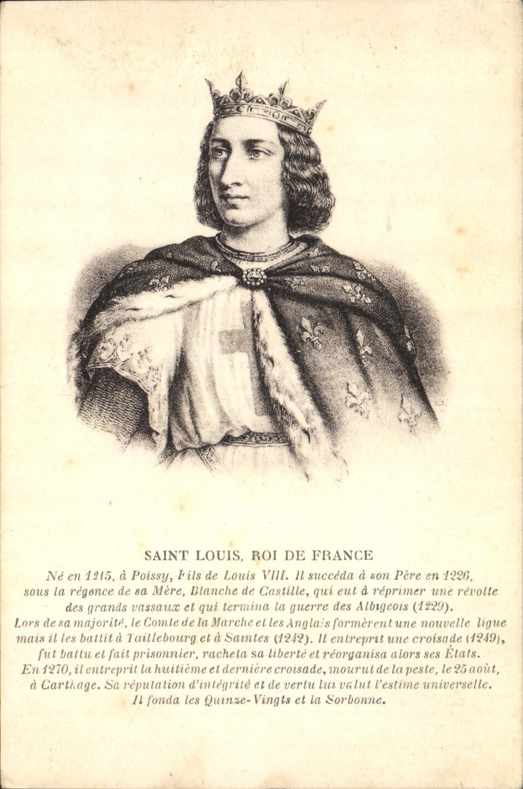 VINTAGE POSTCARD Saint Louis King De France Templier Crosses Crusades