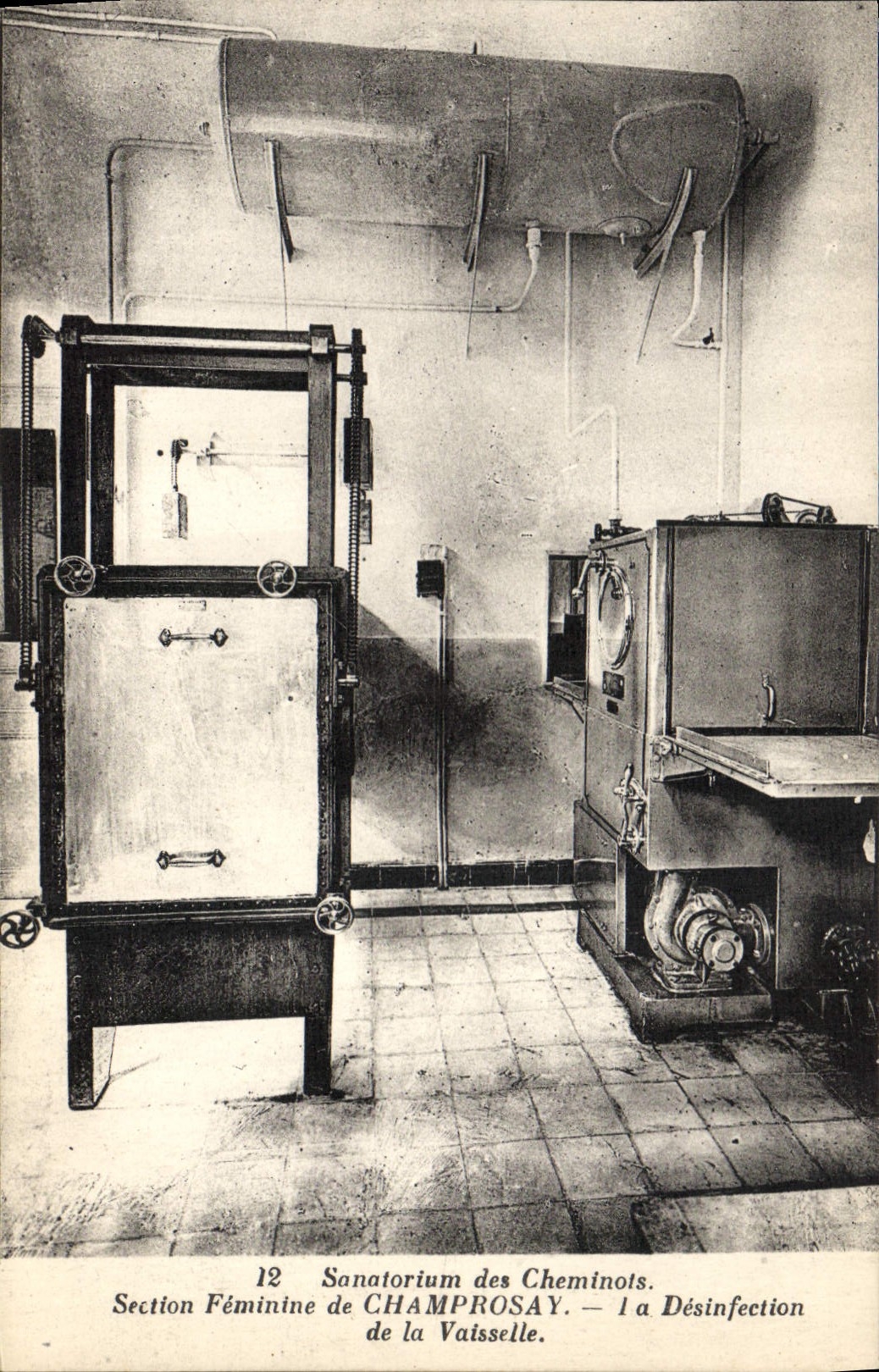 VINTAGE POSTCARD Sanatorium of Cheminols Female Section of Champrosay the disinfection of the crockery