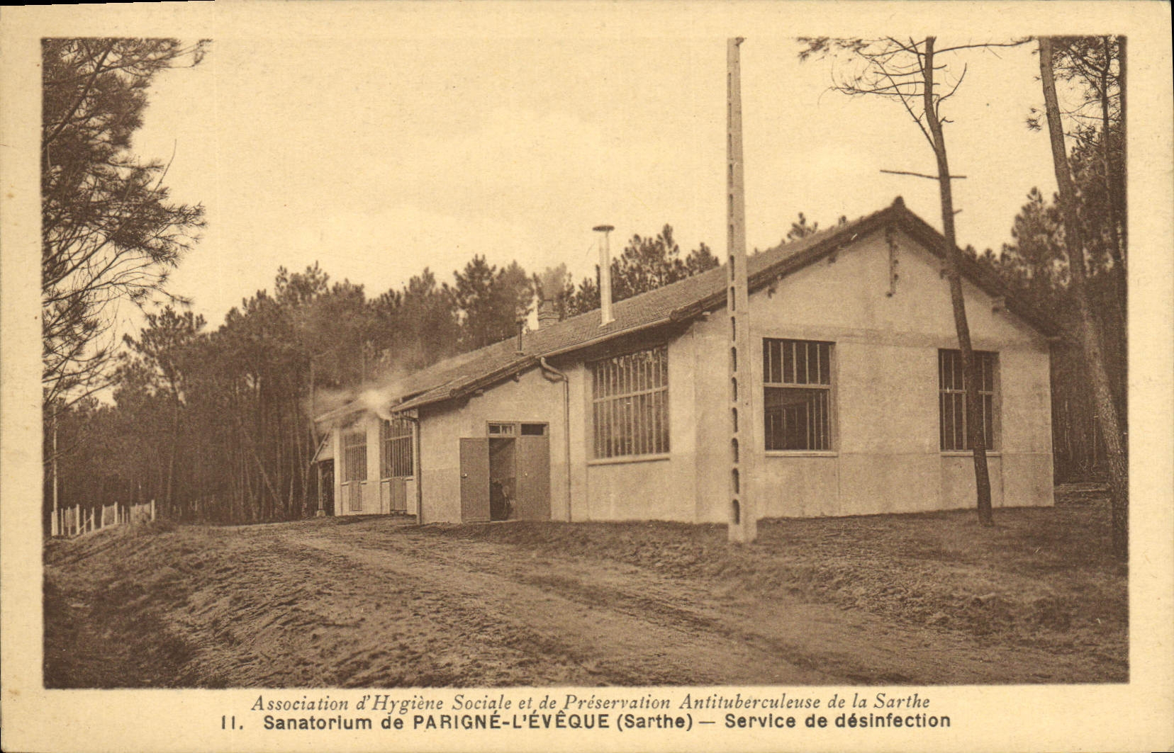 POSTAL Sanatorlum de Parigne de la VENDIMIA el obispo Service de la desinfección