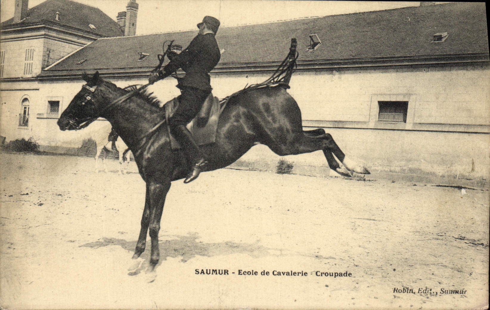 CPA Cheval Equitation Hippisme Saumur Ecole de cavalerie Croupade 