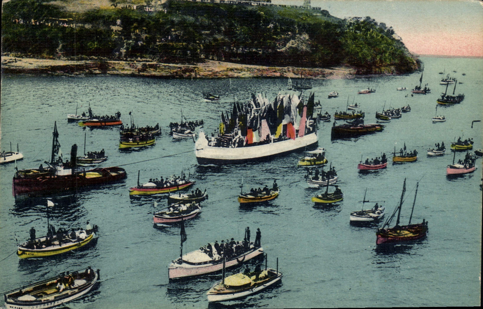 Nd de Marsella del barco de la POSTAL de la VENDIMIA de los festivales del protector de st de coronación del 18 de junio de 21, 1931