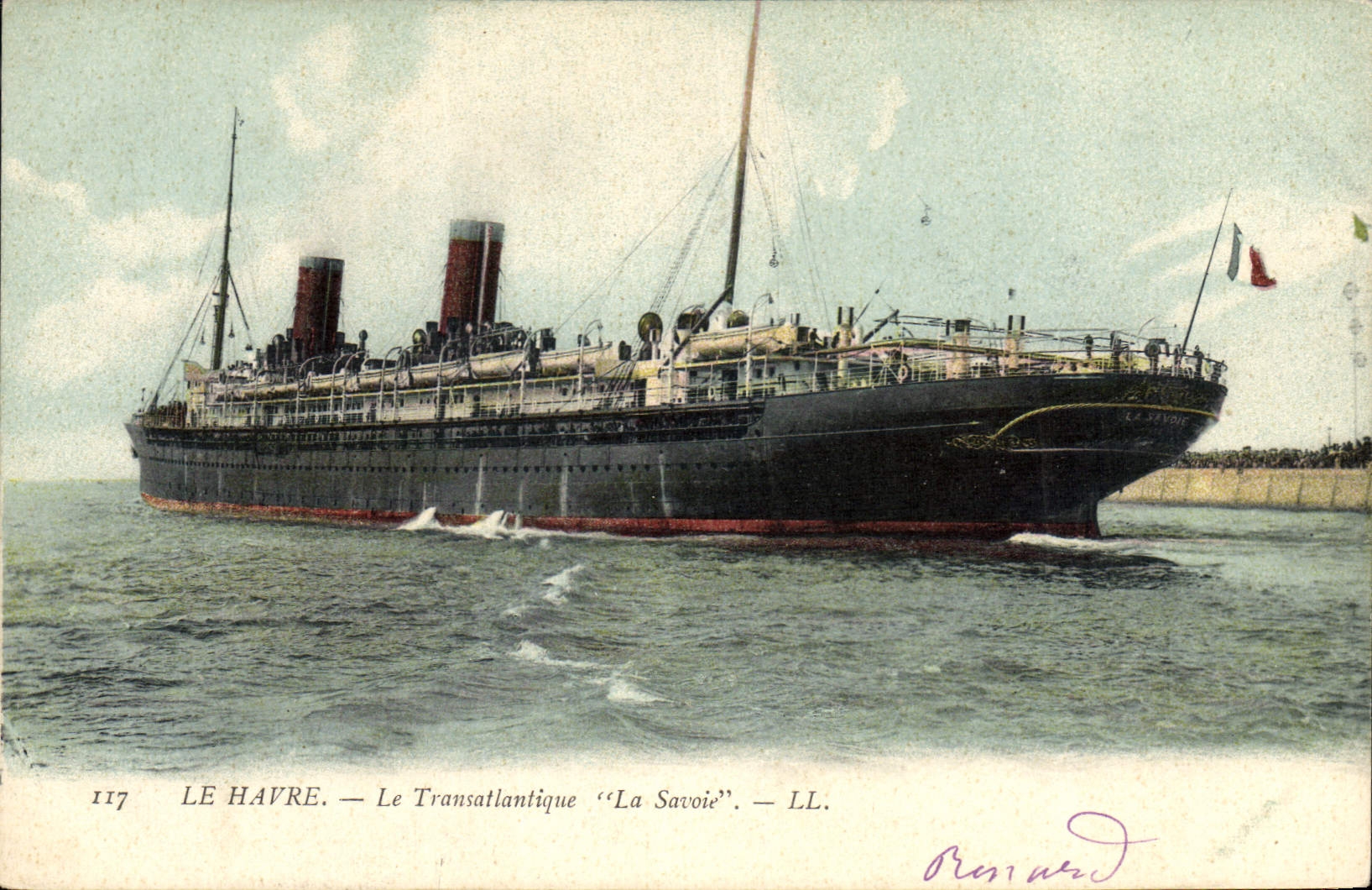 CPA Bateau Le Havre Le Transatltantique La Savoie 
