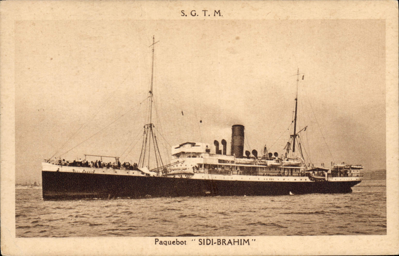 CPA Bateau Paquebot Sidi Brahim ligne hebdomadaire Marseille Alger 