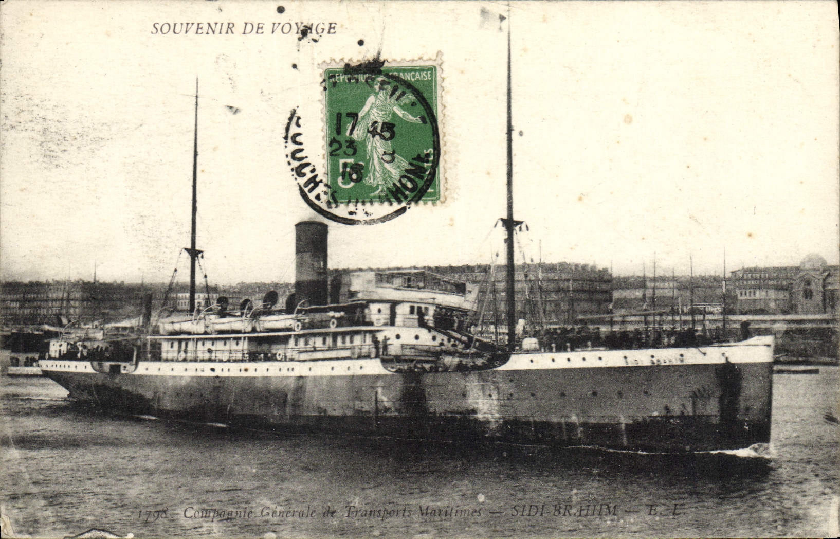 VINTAGE POSTCARD Boat Sidi Brahim General Company of the Maritime transport