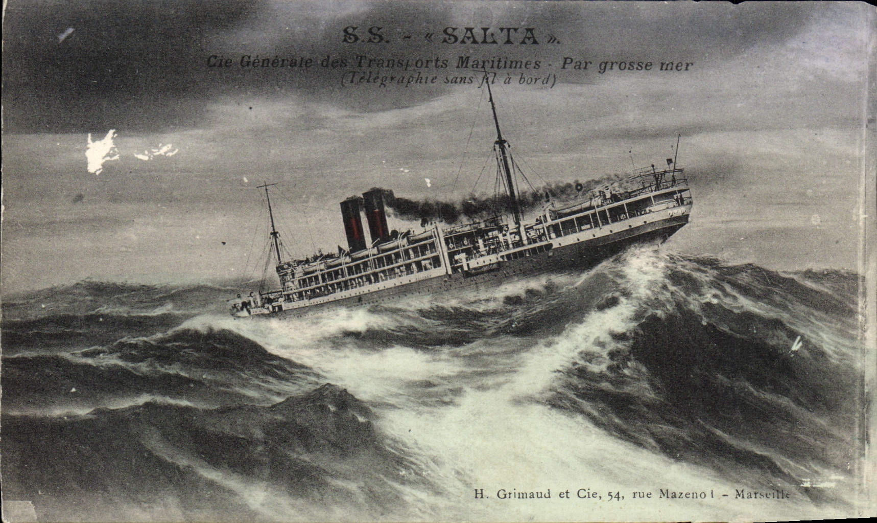 VINTAGE POSTCARD Boat S General Salta Co of the Maritime transport by heavy sea
