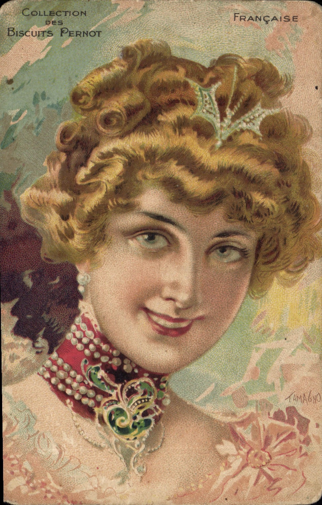 VINTAGE POSTCARD Fantasy Illustrator Woman Pernot Cookies