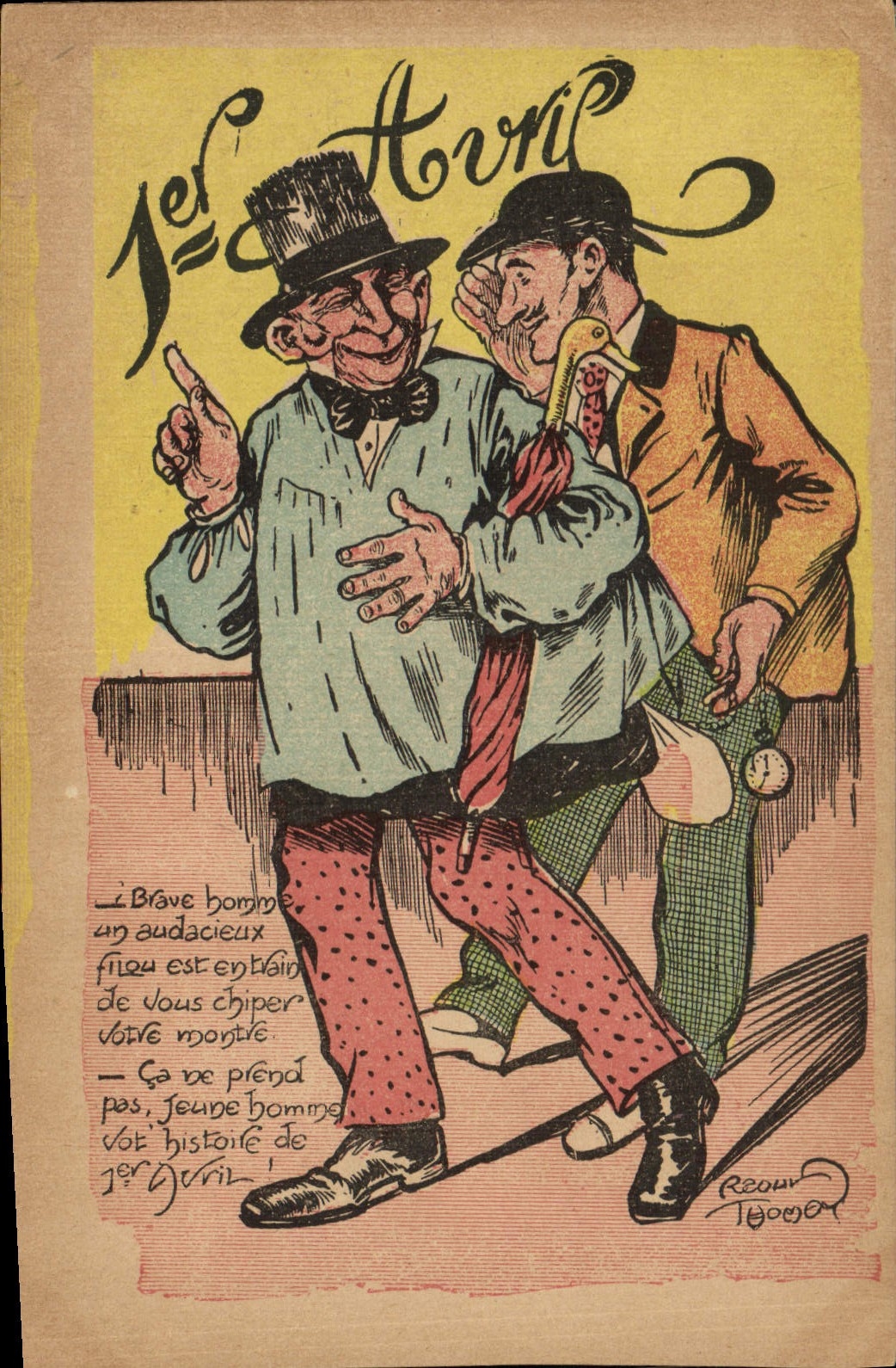 VINTAGE POSTCARD Fantaisie Illustrator April 1st Empties Voleur bracket