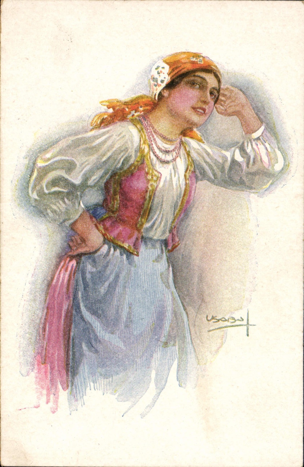 CPA Fantaisie Illustrateur Femme Folklore