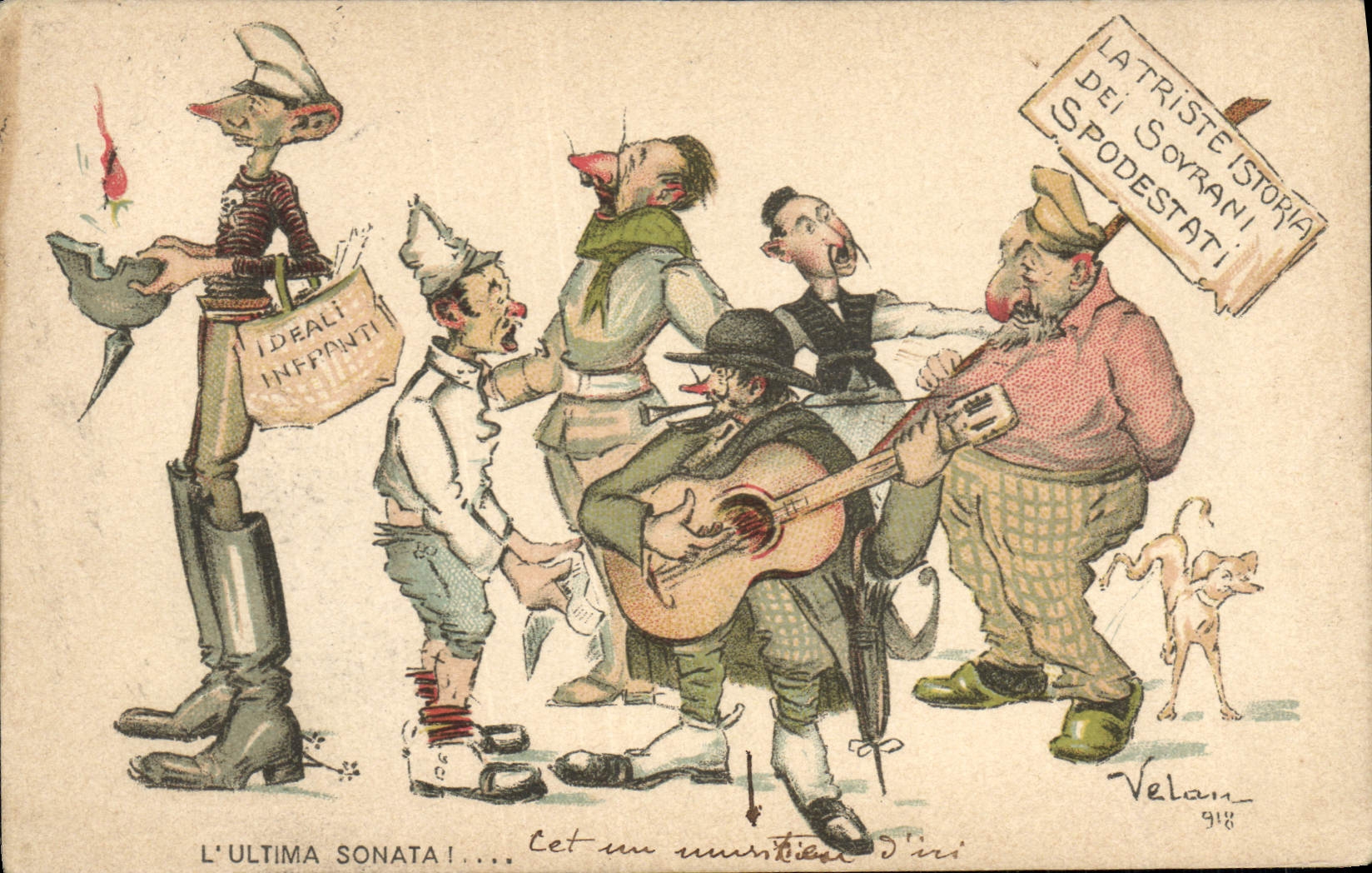 CPA Fantaisie Illustrateur L'ultima sonata Velan Guitare Musique