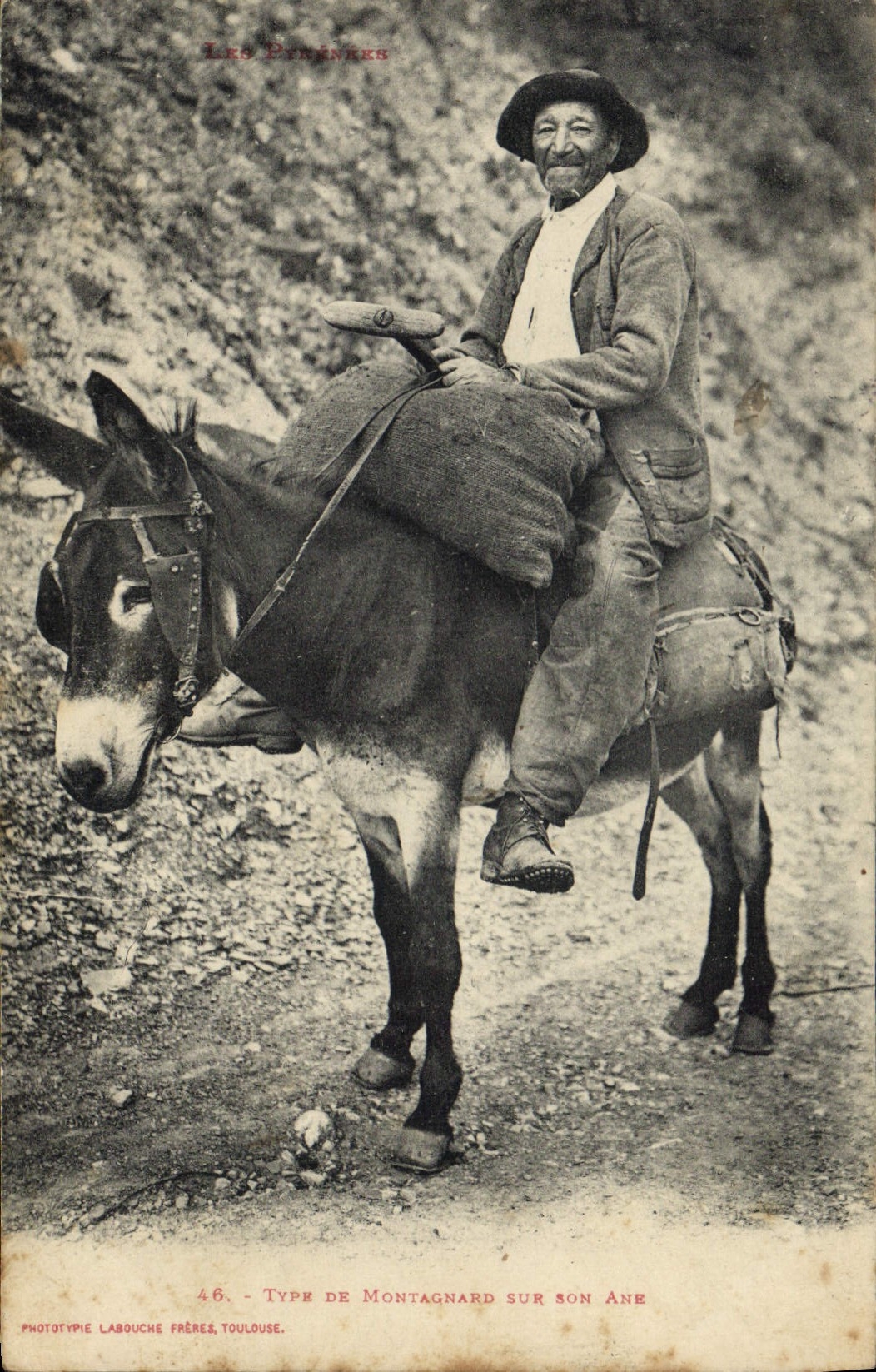 VINTAGE POSTCARD Standard Folklore of mountain dweller on his ass Mule TOP
