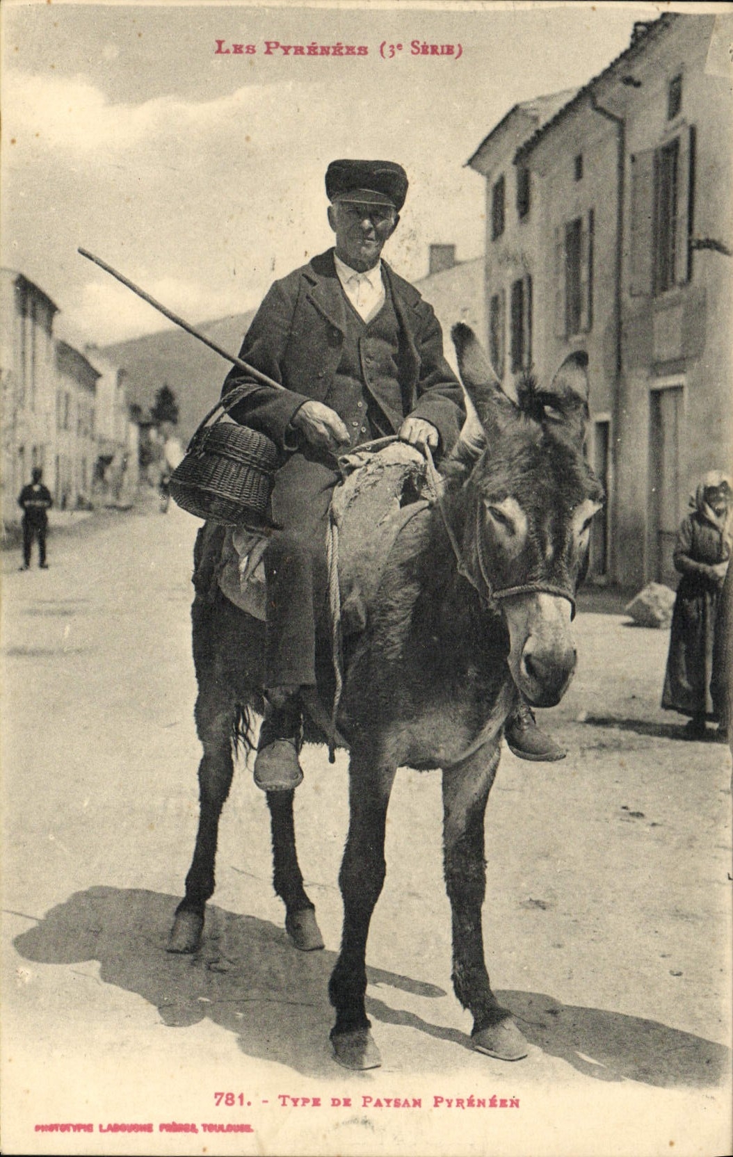 CPA Folklore Pyrenees Type de paysan pyreneen Ane Mule 