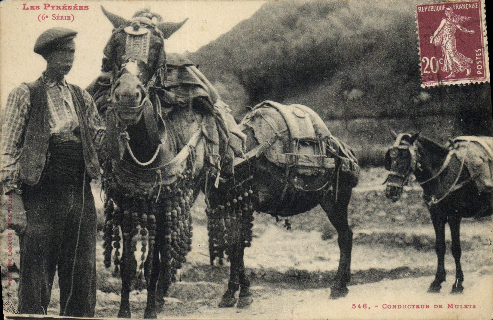 CPA Folklore Pyrenees Conducteurs de mulets TOP