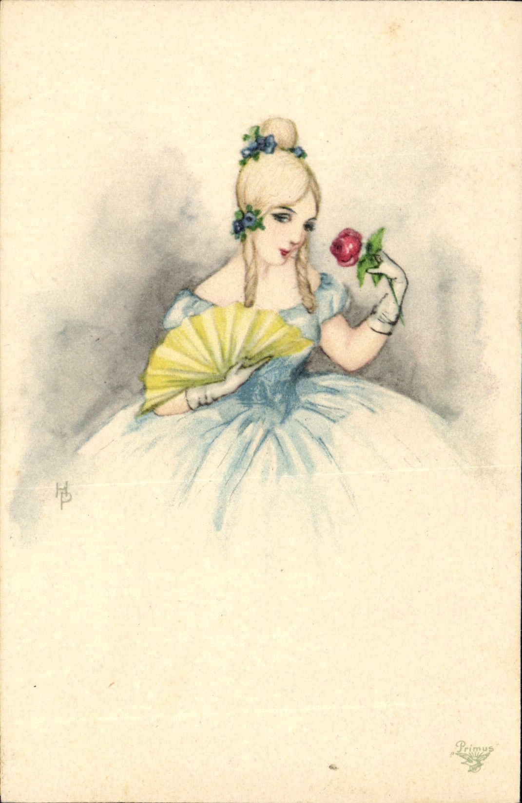 CPA Fantaisie Illustrateur Femme Eventail