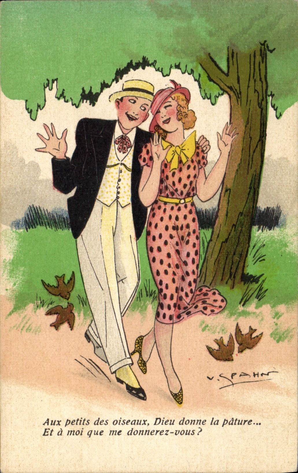 VINTAGE POSTCARD Fantasy Illustrator Spahn Woman