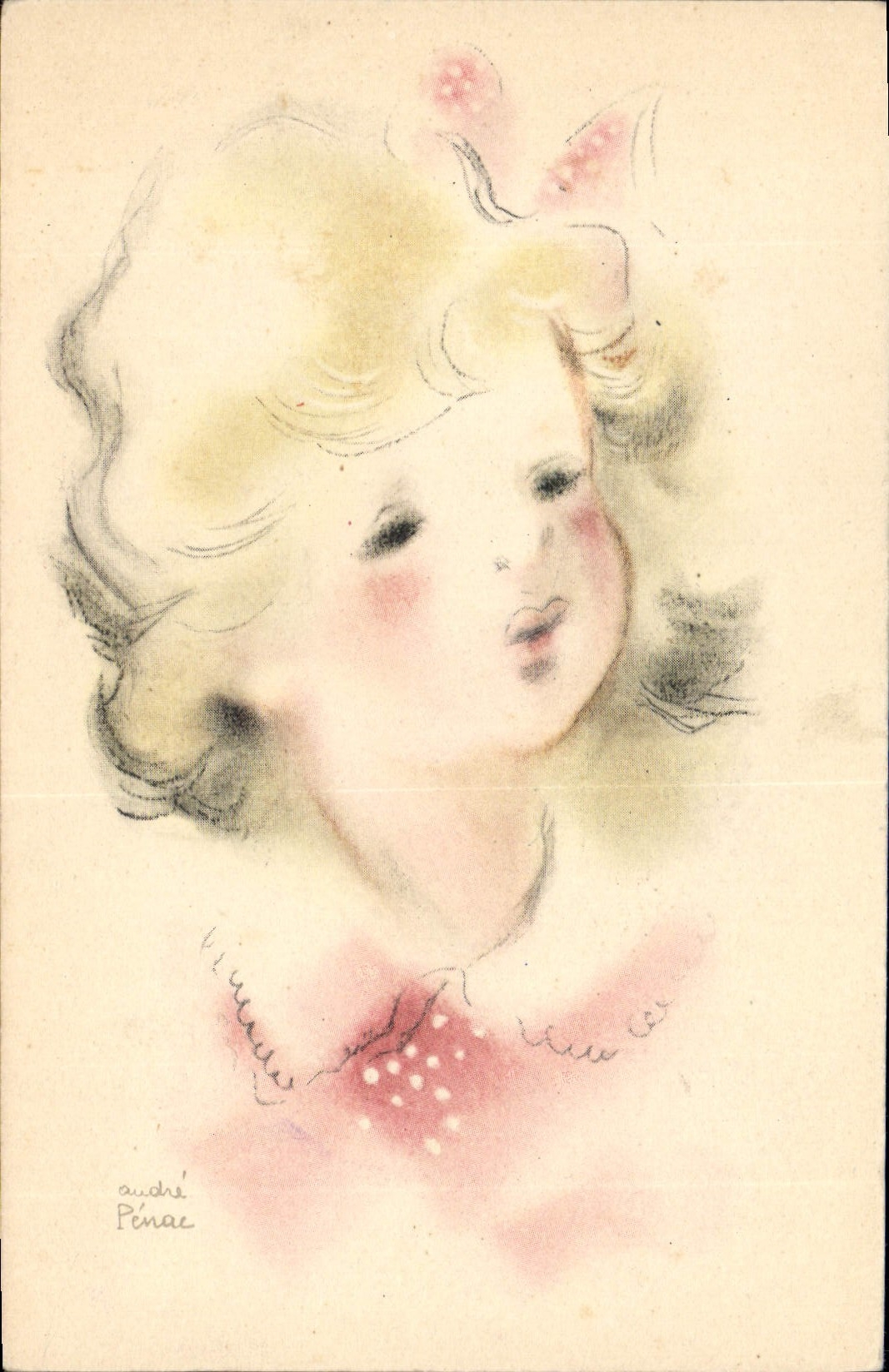 VINTAGE POSTCARD Fantasy Illustrator Child Audre Penac