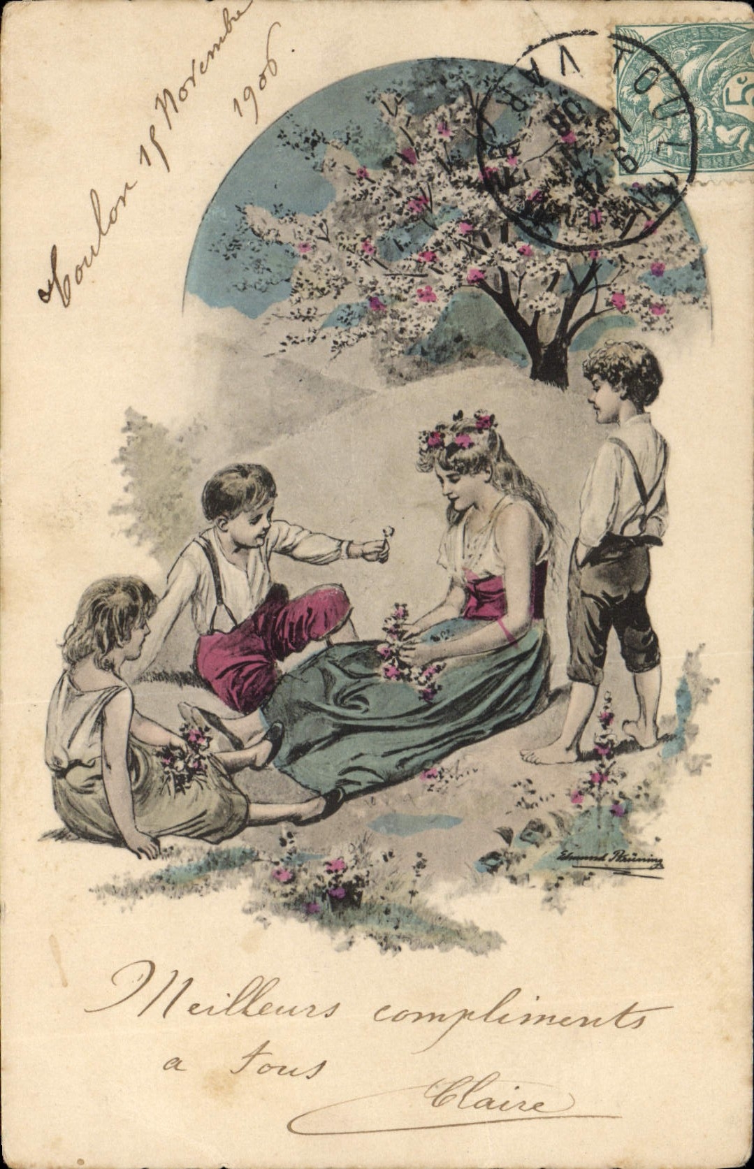 CPA Fantaisie Illustrateur Femme Enfants