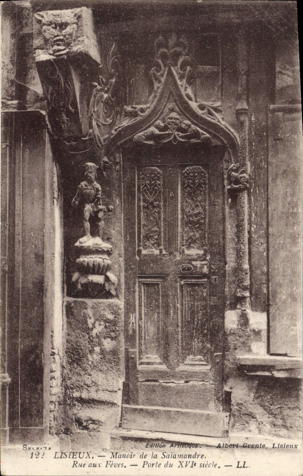 La POSTAL Lisieux Manoir de la VENDIMIA de la calle del Salamander a las habas lleva décimosexto