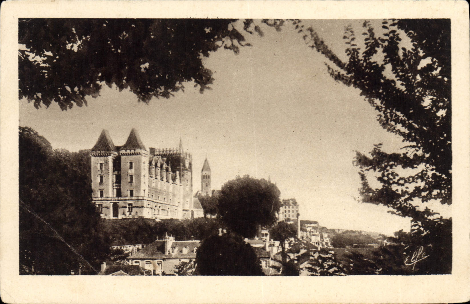 POSTAL Pau de la VENDIMIA la vista de Enrique IV del castillo del parque