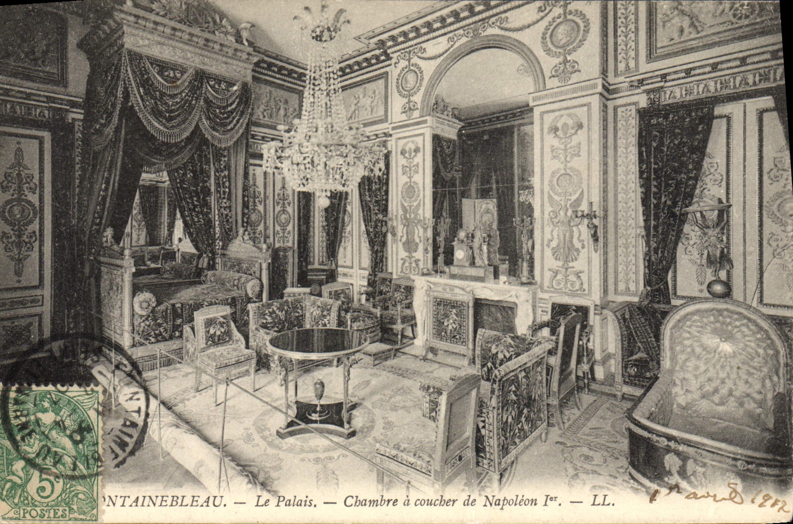 VINTAGE POSTCARD Fontainebleau the Palate Room has Coucher of Napoleon 1st