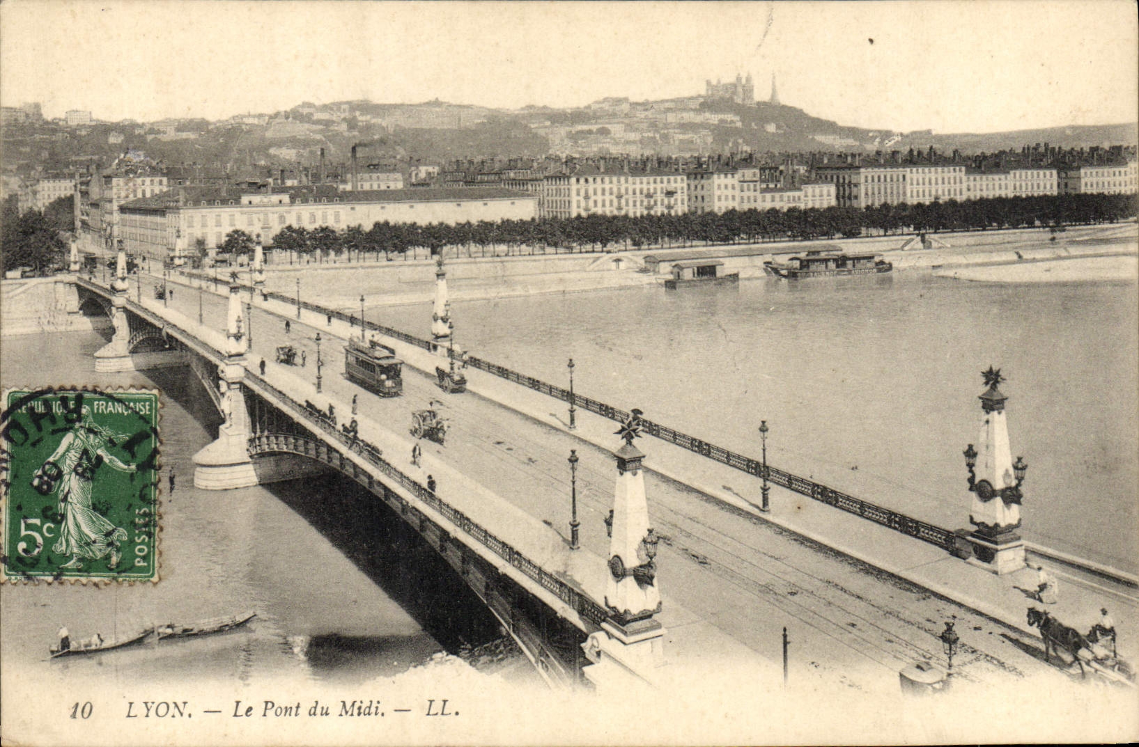 VINTAGE POSTCARD Lyon the Bridge of the South