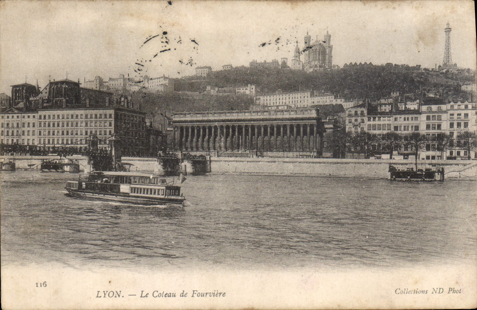 VINTAGE POSTCARD Lyon the Slope of Fourviere Boat