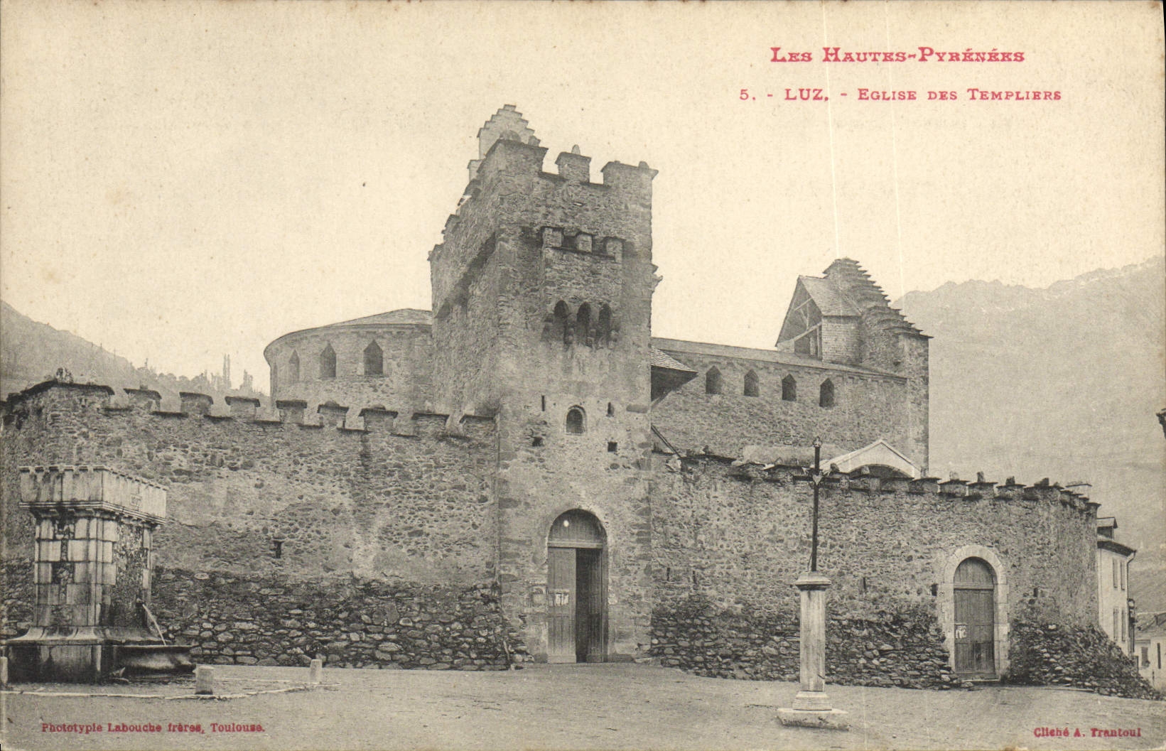 VINTAGE POSTCARD the High Pyrenees Luz Church of Templiers