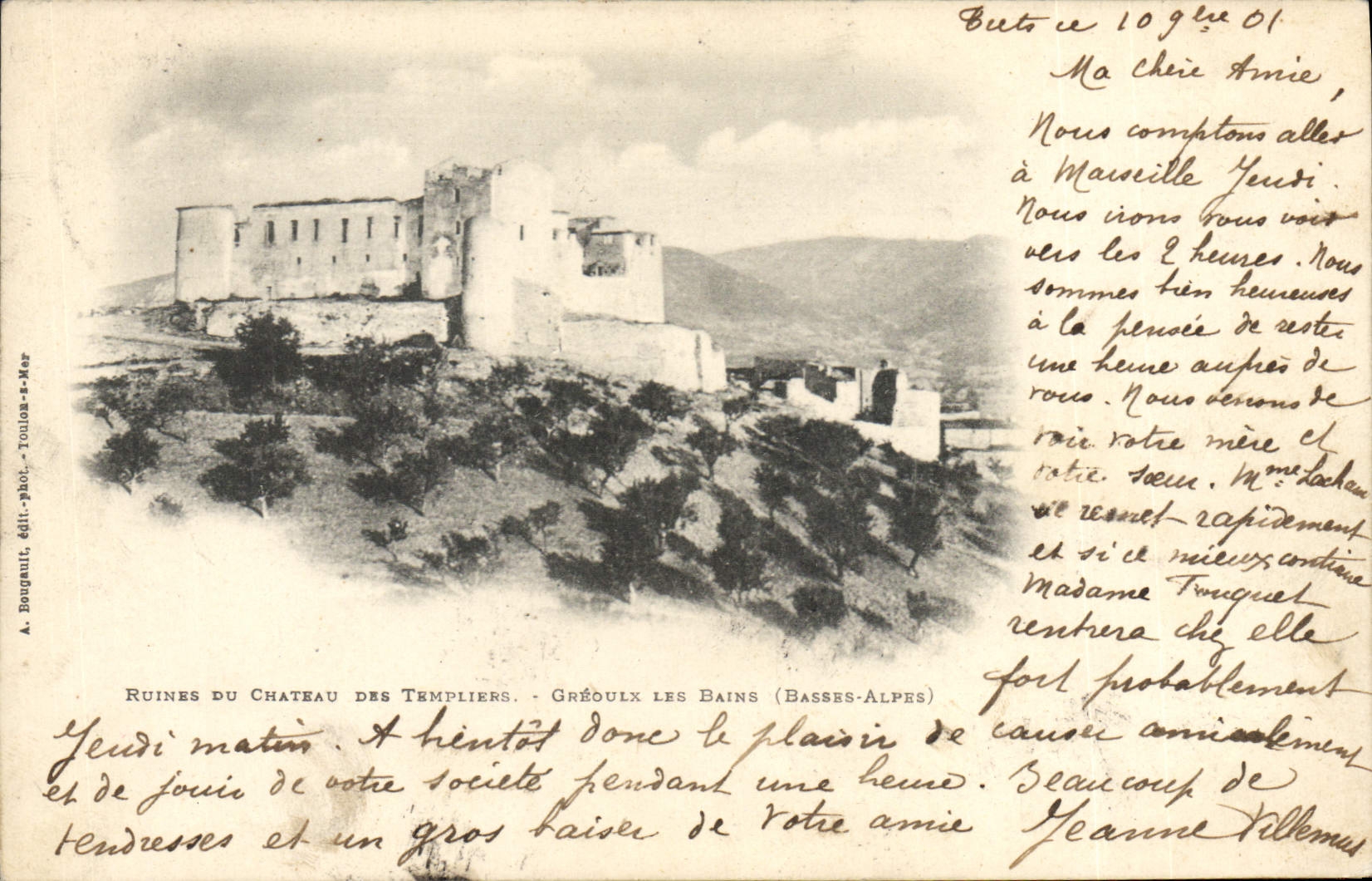 VINTAGE POSTCARD Greoux Les Bains Ruins Of the Castle