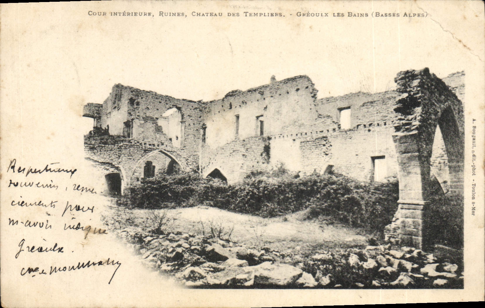 VINTAGE POSTCARD Greoux Les Bains Ruins Of the Castle of the templiers