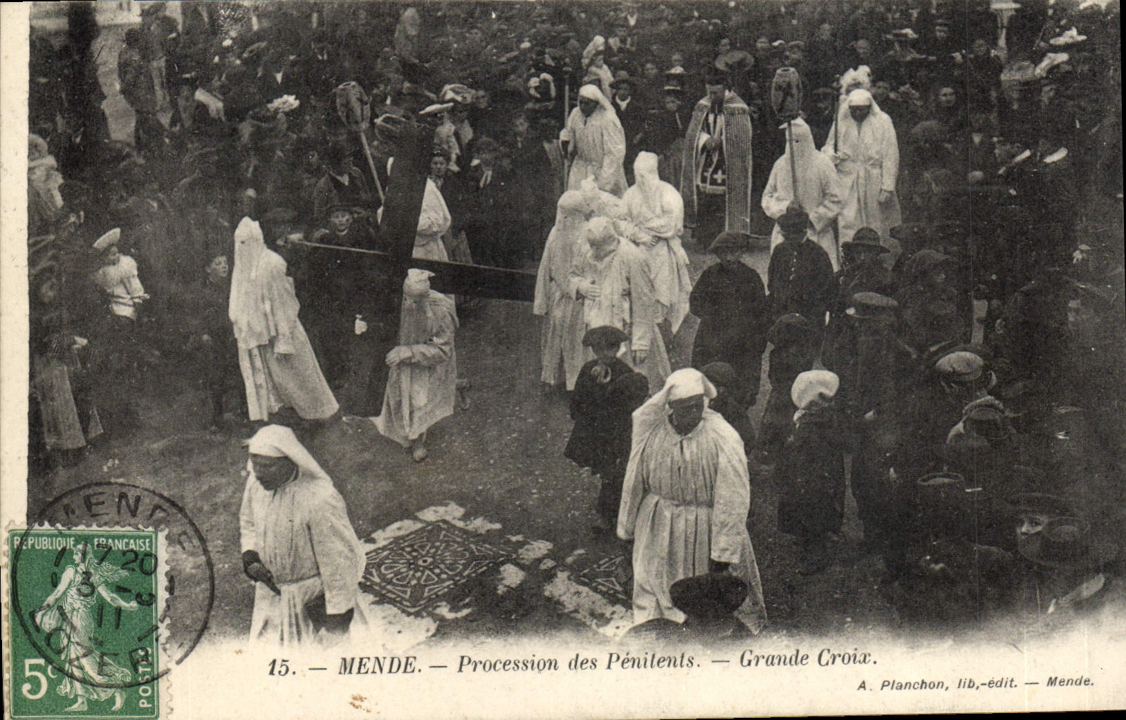 VINTAGE POSTCARD Mende Procession Of Penitent the Large Cross