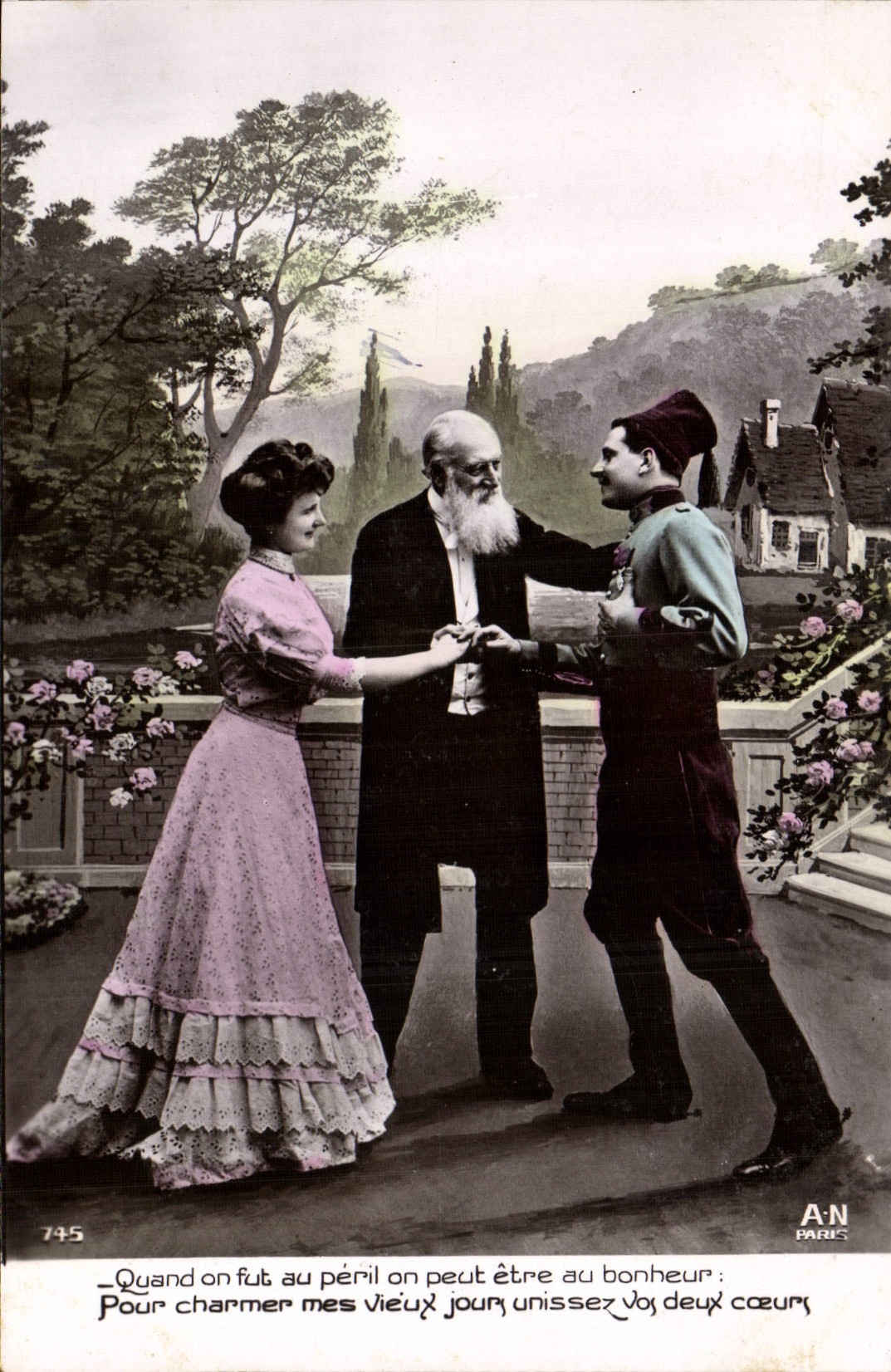 VINTAGE POSTCARD Nurse Red Cross Soldier Militaria Medal