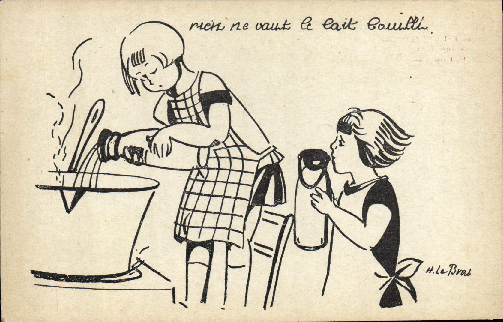 VINTAGE POSTCARD Red Cross Children boiled milk