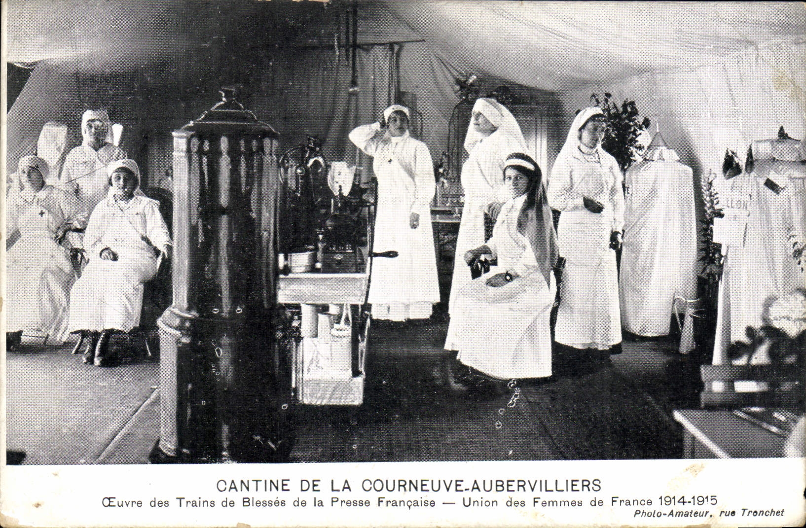 VINTAGE POSTCARD Canteen of Courneuve Aubervilliers Nurse Red Cross